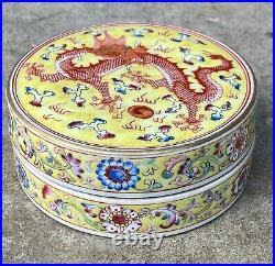 Rare antique Chinese famille rose porcelain box 1736-1795