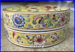 Rare antique Chinese famille rose porcelain box 1736-1795