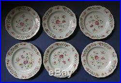 Set Of Six Chinese Famille Rose Small Plates Qianlong -18th Century