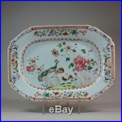 Small Chinese famille rose'double peacock' octagonal platter, Qianlong 1736-95