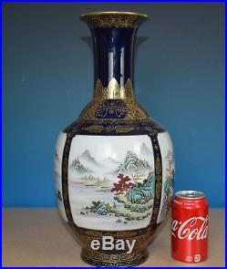 Superb Antique Chinese Porcelain Vase Famille Rose Qianlong Mark Rare B9381