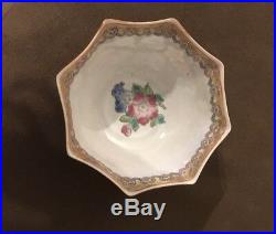Very Rare! Antique Chinese Hexagonal Bowl Macau Famille Rose Marked