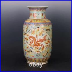 XXL 42cm Vintage Chinese Porcelain Vase Famille Rose/Verte Mandarin-QianLong